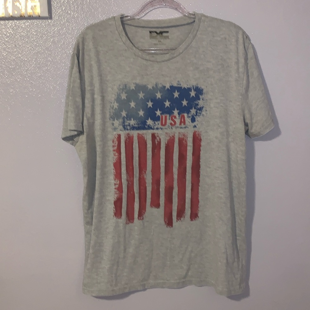 Extreme Concepts Gray American Flag Shirt USA Graphic Tee